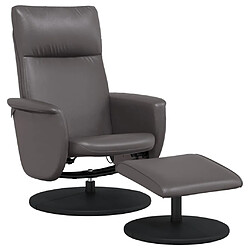 vidaXL Fauteuil inclinable avec repose-pied gris similicuir