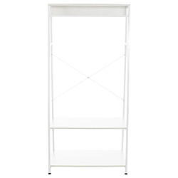 Decoshop26 Meuble de rangement entrée porte-vêtements étagère penderie en bois blanc et métal blanc 10_0003598