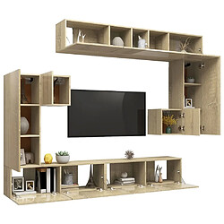 Avis Maison Chic Ensemble de meubles TV 8 pcs | Banc TV Moderne pour salon | Meuble de Rangement - Chêne sonoma Aggloméré -MN82445