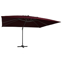 vidaXL Parasol de jardin en porte-à-faux lumières LED rouge bordeaux