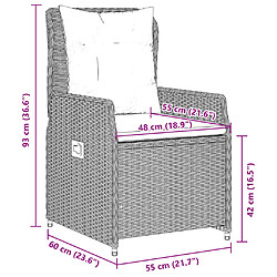 vidaXL Chaises inclinables de jardin lot de2 gris clair résine tressée pas cher