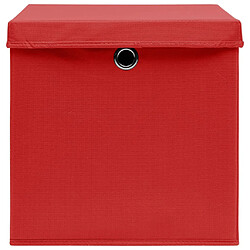 Acheter Maison Chic Lot de 10 Boîtes de rangement,Boîtes de stockage et couvercles Rouge 32x32x32cm Tissu -MN416586