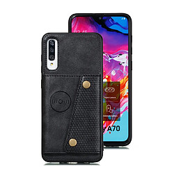 Wewoo Coque Rigide Pour Galaxy A70s Etui de protection magnétique antichoc en PU + TPU avec fentes cartes Noir