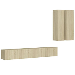 Maison Chic Ensemble de meubles TV 4 pcs | Banc TV Moderne pour salon | Meuble de Rangement - Chêne sonoma Aggloméré -MN39477