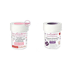 Scrapcooking 2 colorants alimentaires en poudre - violet-rose poudré