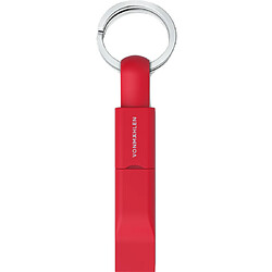 Vonmaehlen VONMAHLEN Câble porte-clés 5 en 1 USB A/micro USB+USB C+ Lightning Rouge