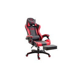 Decoshop26 Fauteuil de bureau repose-pieds télescopique design sportif gamer en PVC noir / rouge et plastique 10_0002504