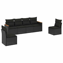 Maison Chic Ensemble Tables et chaises d'extérieur 6pcs avec coussins,Salon de jardin noir résine tressée -GKD665565