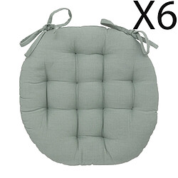 Pegane Lot de 6 coussins de chaise rond, coussins d'assise en coton coloris vert céladon - Diamètre 38 x Hauteur 5 cm