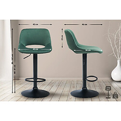 Acheter Decoshop26 Tabouret de bar chaise haute x1 avec repose-pieds en velours vert piètement métallique noir 10_0004599