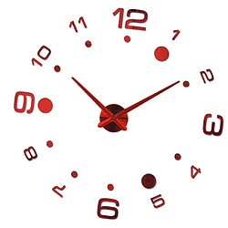 moderne diy grande horloge murale grande montre 3d miroir quartz analogique horloge rouge