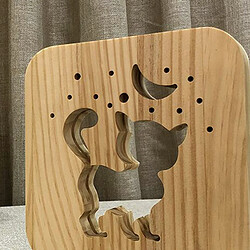 Acheter Nouveauté Veilleuse En Bois USB 3D Découpé Chat Forme Lampe de Table Lit Chambre Décor Anniversaire Cadeaux de Noël Jouets pour Enfant Adultes