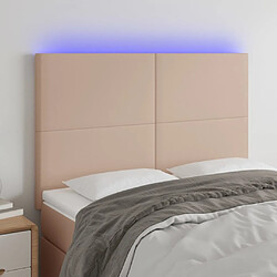 Maison Chic Tête de lit scandinave à LED,meuble de chambre Cappuccino 144x5x118/128 cm Similicuir -MN84747