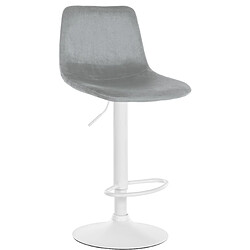 Decoshop26 Tabouret de bar x1 repose-pieds en métal blanc confortable en forme d'arc assise en velours gris 10_0004786