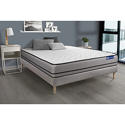 ACTISOM Ensemble matelas ACTIFLEX NIGHT 160x200cm RESSORTS ENSACHES 3zones de confort + sommier KIT gris