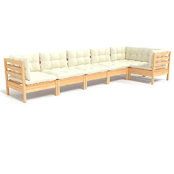 Maison Chic Salon de jardin 6 pcs avec coussins | Ensemble de Table et chaises | Mobilier d'Extérieur crème Bois de pin -GKD42441