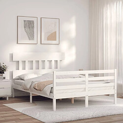 Avis Maison Chic Lit adulte - Cadre Structure de lit avec tête de lit Contemporain blanc 140x200 cm bois massif -MN64113