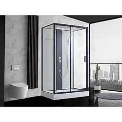 Vente-Unique Cabine de douche hydromassante PRIMEA - 2 zones de jets de massage - L120 x P80 x H215 cm - pluie tropicale et douchette