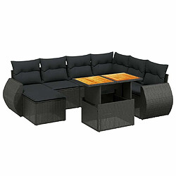 Maison Chic Ensemble Tables et chaises d'extérieur 8 pcs avec coussins,Salon de jardin noir résine tressée -GKD947248