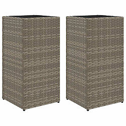 vidaXL Jardinières 2 pcs gris 30x30x60 cm résine tressée