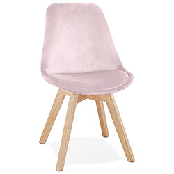 Alterego Chaise en velours rose 'JOE' avec structure en bois naturel