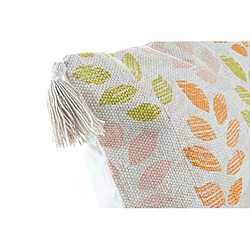 Acheter Coussin DKD Home Decor Beige Polyester Coton Aluminium Multicouleur Feuille d'une plante (45 x 10 x 45 cm)