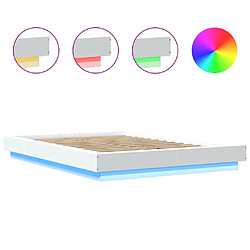 Vidaxl Cadre de lit avec lumières LED blanc 135x190 cm bois ingénierie pas cher