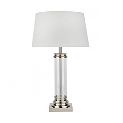 Searchlight Lampe Pedestal, argent satiné et verre, avec abat-jour