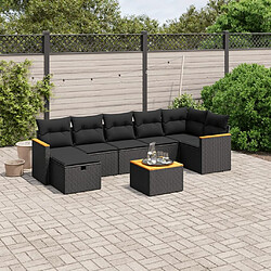 Maison Chic Ensemble Tables et chaises d'extérieur 8 pcs avec coussins,Salon de jardin noir résine tressée -GKD409376