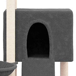 Helloshop26 Arbre à chat meuble tour grimper jouet grattage grattoir escalade plateforme avec griffoirs en sisal foncé 96 cm gris 02_0022719 pas cher