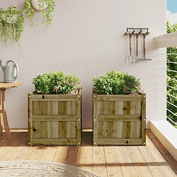 Avis Maison Chic Lot de 2 Jardinières,Bac à fleurs - pot de fleur bois de pin imprégné -GKD75559