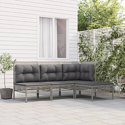 Maison Chic Salon de jardin 4 pcs + coussins - Mobilier/Meubles de jardin - Table et chaises d'extérieur Gris Résine tressée -MN63464