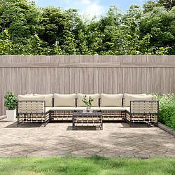 Maison Chic Salon de jardin 8 pcs + coussins - Mobilier/Meubles de jardin - Table et chaises d'extérieur anthracite résine tressée -MN69446