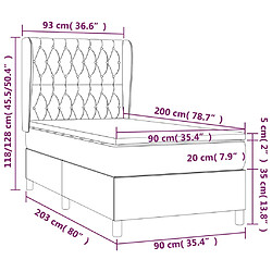 vidaXL Sommier à lattes de lit avec matelas Gris clair 90x200 cm Tissu pas cher