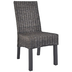 Maison Chic Lot de 6 Chaises à manger,Chaise pour cuisine marron rotin Kubu et bois de manguier -MN98330