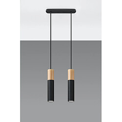 Luminaire Center Suspension Pablo Bois,acier Noir,bois naturel 2 ampoules 90cm