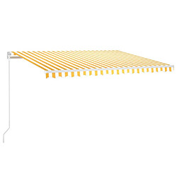 Maison Chic Auvent automatique | Store banne extérieur | Marquise capteur de vent/LED 450x300cm Jaune et blanc -MN44953