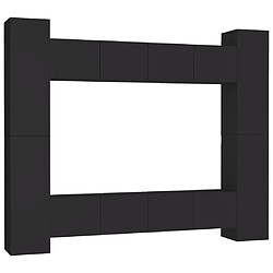 vidaXL Ensemble de meubles TV 8 pcs Noir Bois d'ingénierie