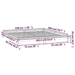 vidaXL Cadre de lit à LED sans matelas 150x200 cm bois massif pas cher