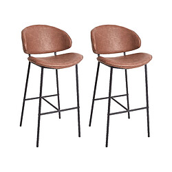 Beliani Tabouret de bar Set de 2 Cuir PU Marron KIANA