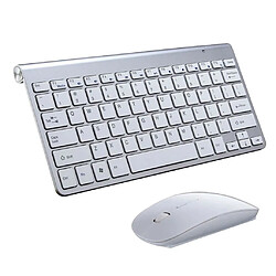 Mini Clavier Sans Fil Souris Ensemble étanche 2.4G Pour Ordinateur Portable Mac PC Argent