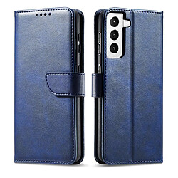 Ozzzo magnet coque elegant coque cover flip cover samsung galaxy s22 + (s22 plus) bleu