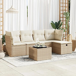 vidaXL Salon de jardin avec coussins 6 pcs beige résine tressée