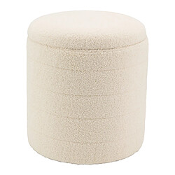 Aubry Gaspard Tabouret coffre bouclette blanche Ø 40 cm x H 45 cm – Style cosy et rangement.