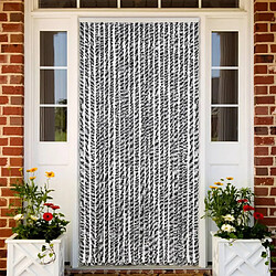 vidaXL Rideau anti-mouches gris et noir et blanc 100x220 cm chenille