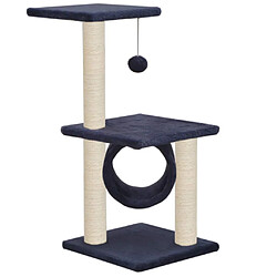 Helloshop26 Arbre à chat griffoir grattoir niche jouet animaux peluché en sisal 65 cm bleu foncé 3702219