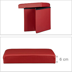 Avis Helloshop26 Tabouret pouf banquette pliant meuble de rangement stable synthétique 38 cm bordeaux 13_0002806_2