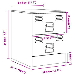 vidaXL Tables de chevet 2 pcs jaune 34,5x39x44 cm acier pas cher