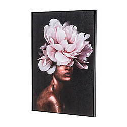 Pegane Tableau peinture à l'huile sur toile, peinte à la main abstraite avec cadre en bois noir - Longueur 120 x Profondeur 3,50 x Hauteur 80 cm