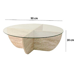 Avis Hanah Home Table basse en verre et aggloméré Lily beige travertine.